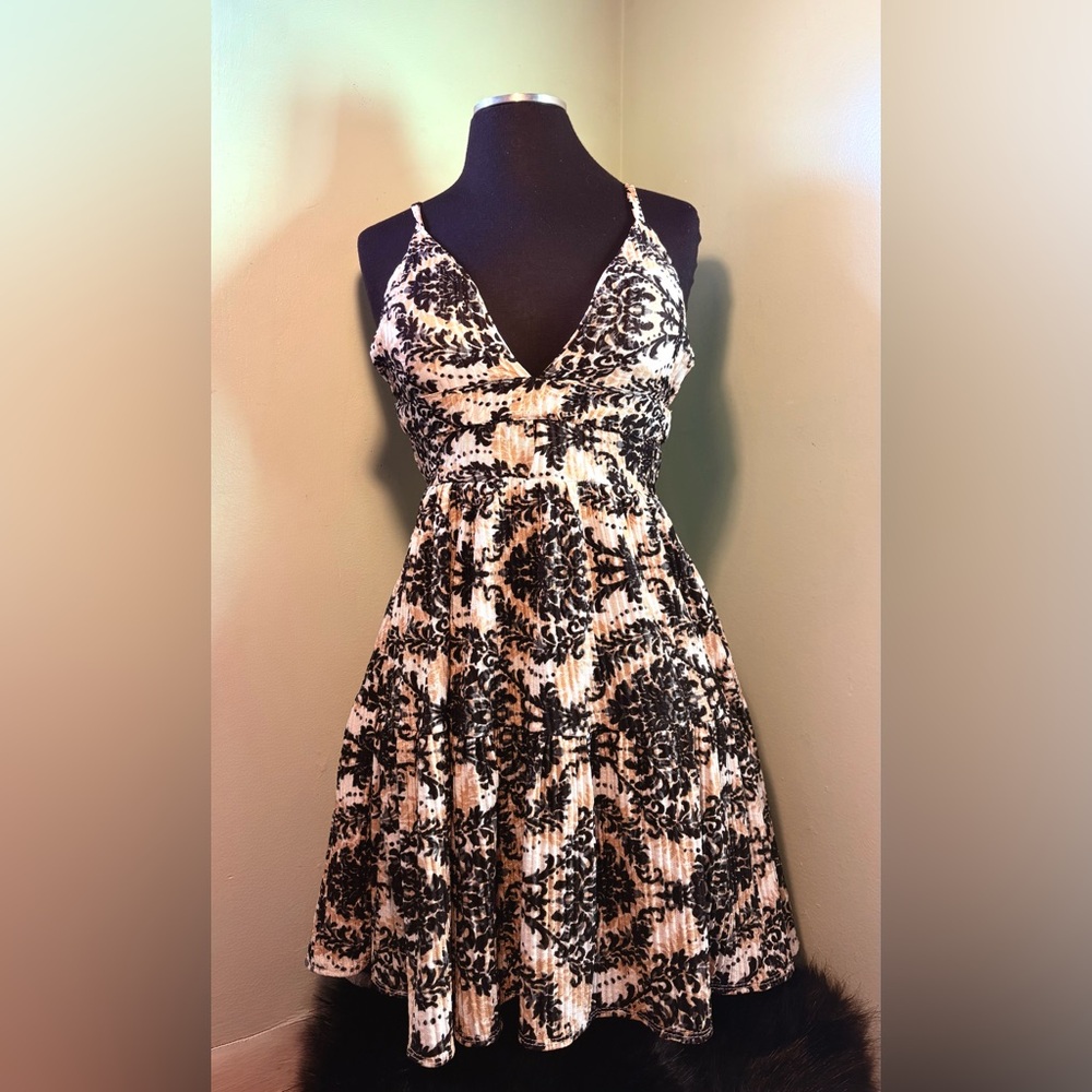 Elegant Black and White Lace Dress